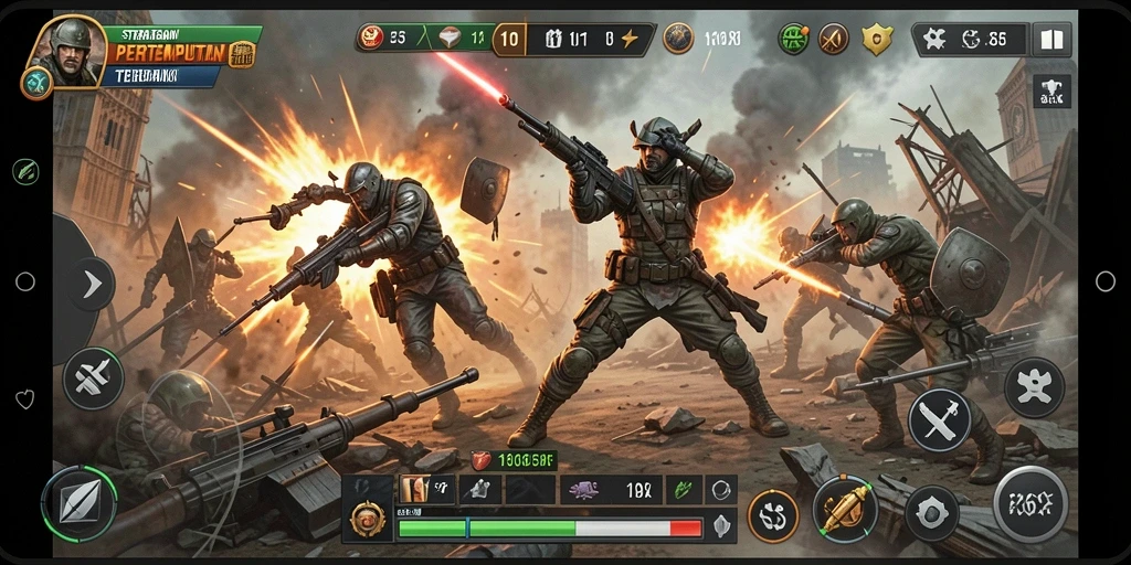 Screenshot gameplay yang menarik dari 116X menunjukkan strategi pertempuran.