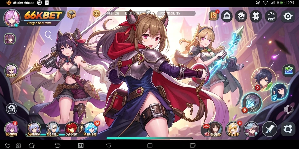 Tampilan gameplay menarik dari 66KBET dengan karakter anime yang memukau.