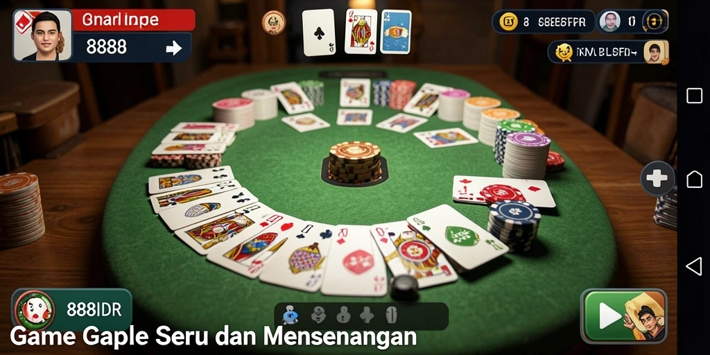 Tampilan gameplay seru dalam aplikasi Gaple 888IDR.