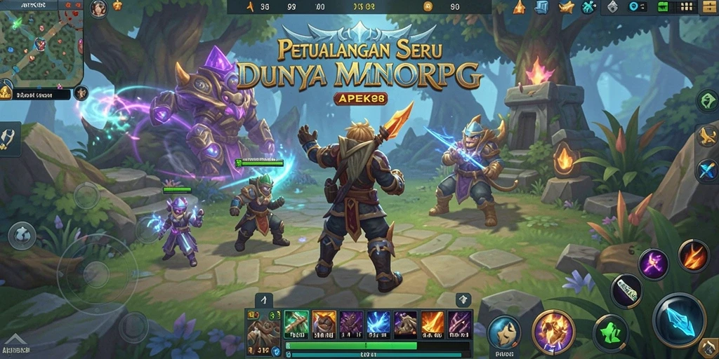 Screenshot gameplay APEK88 yang menunjukkan aksi seru dalam pertempuran MMORPG.