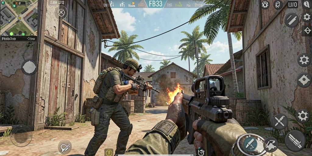 Tampilan gameplay FB333 dengan aksi tembak-menembak yang mendebarkan.