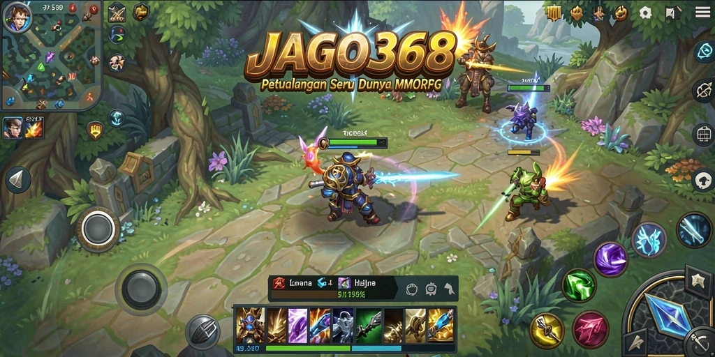 Screenshot JAGO368 menampilkan pertarungan epik dalam dunia MMORPG.