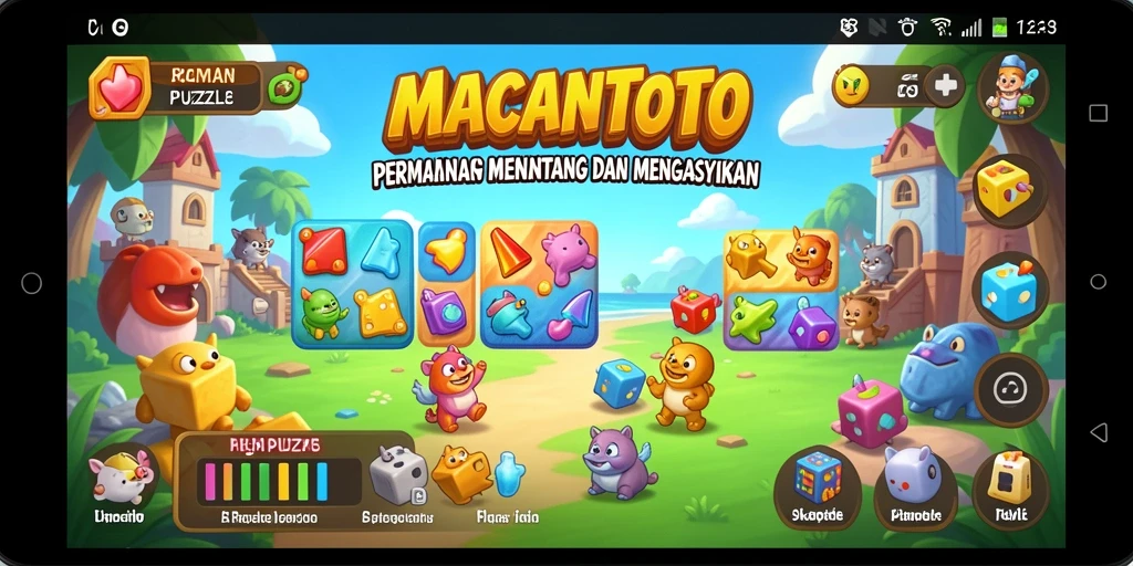 Tampilan gameplay MACANTOTO yang penuh warna dan menantang.