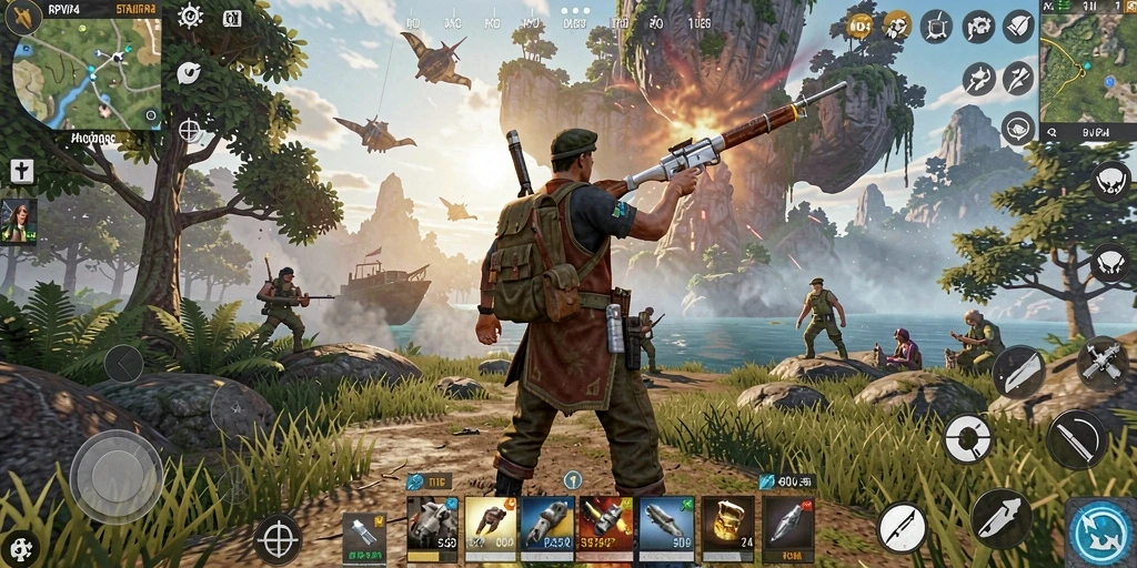 Tangkapan layar dari gameplay RPVIP4 menunjukkan kebebasan menjelajahi dunia terbuka.