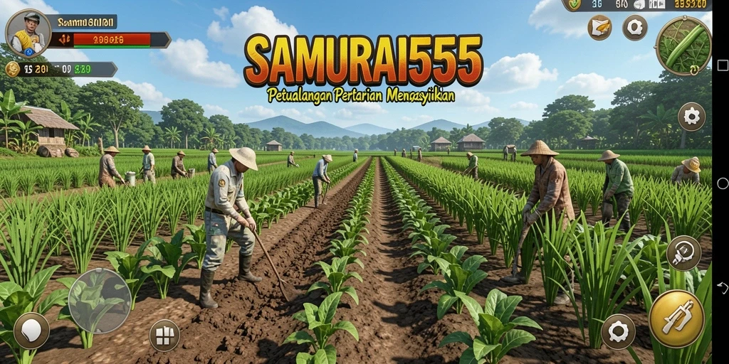 Screenshot SAMURAI555 menampilkan keindahan ladang dan gameplay seru.