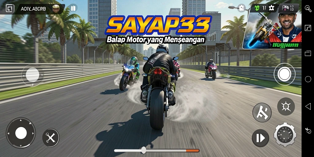 Screenshot SERU dari gameplay balap motor di SAYAP33.