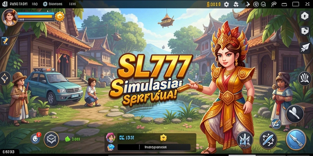 Tangkapan layar SL777 menunjukkan gameplay simulasi yang penuh warna dan interaktif.