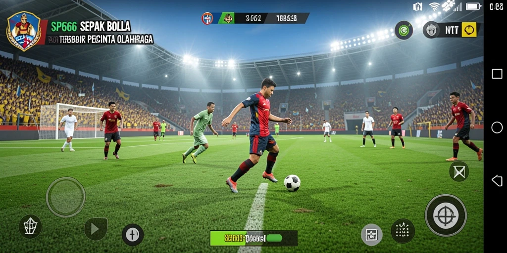 Tampilan gameplay SP666 yang mendebarkan dan penuh aksi sepak bola.